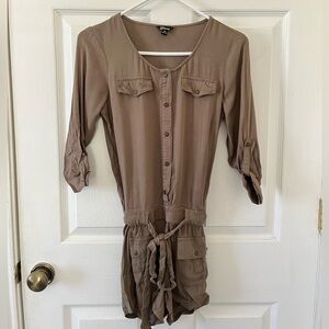 GUESS Army Green Button-Up Romper
